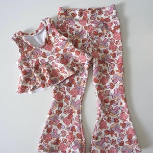 Groovy floral mushrooms // belle bottoms + skirted crop top set // PRE-ORDER