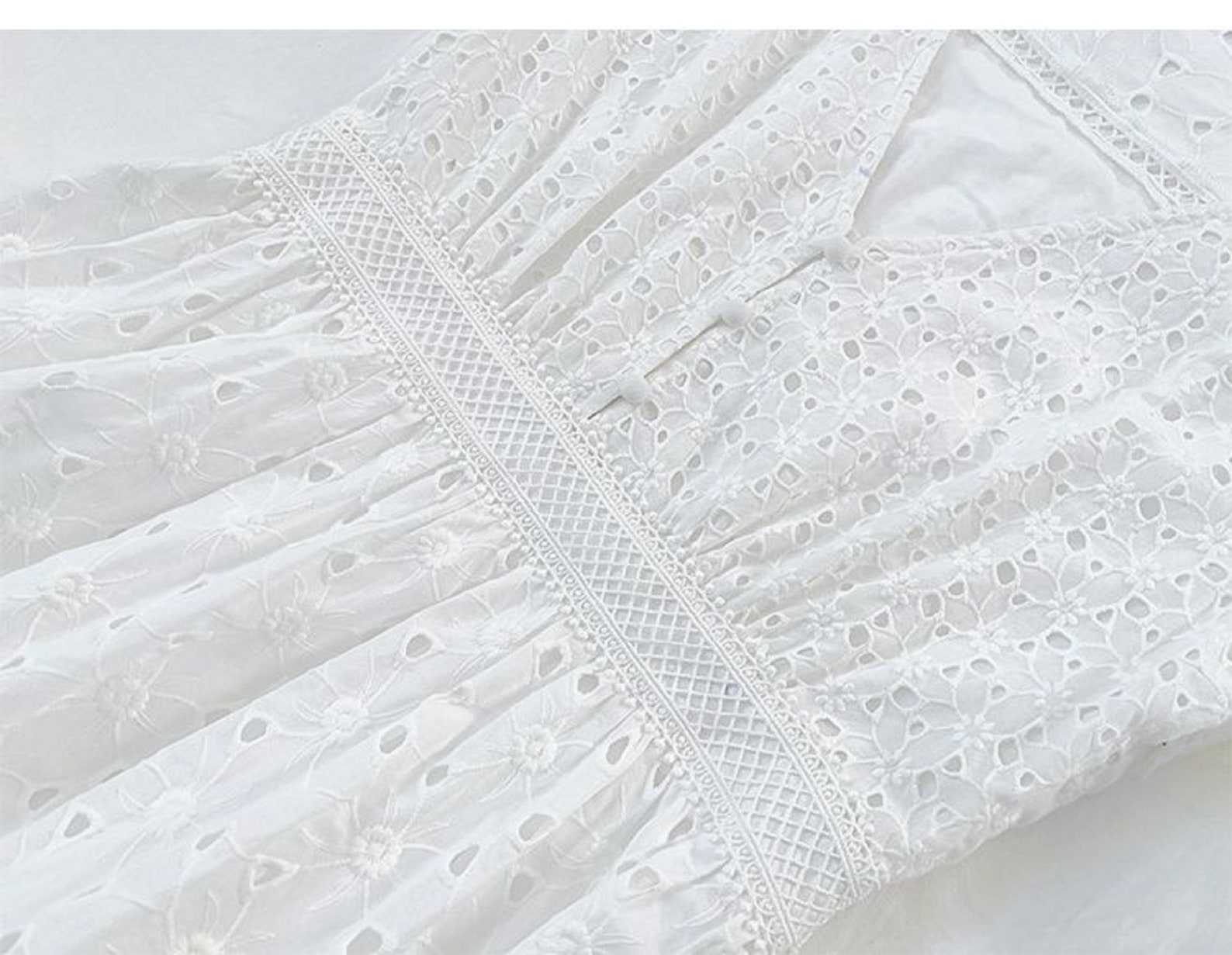 All Cotton Bohemian Crochet White Dress Eyelet White Cotton Etsy