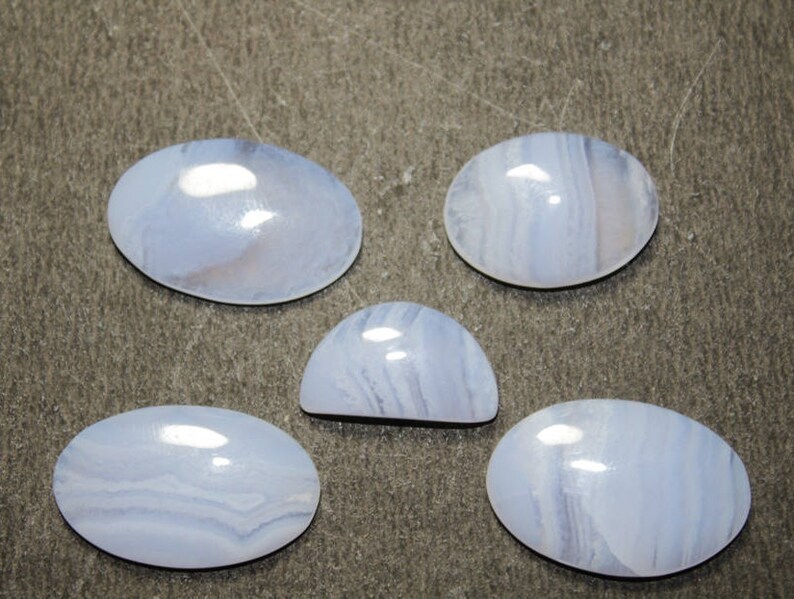 Wholesale 5 Piece Blue Lace Agate Cabochons 100/% Natural Gemstone Top Quality Handmade Jewellery Making Loose stone 50 Ct S# 1114.