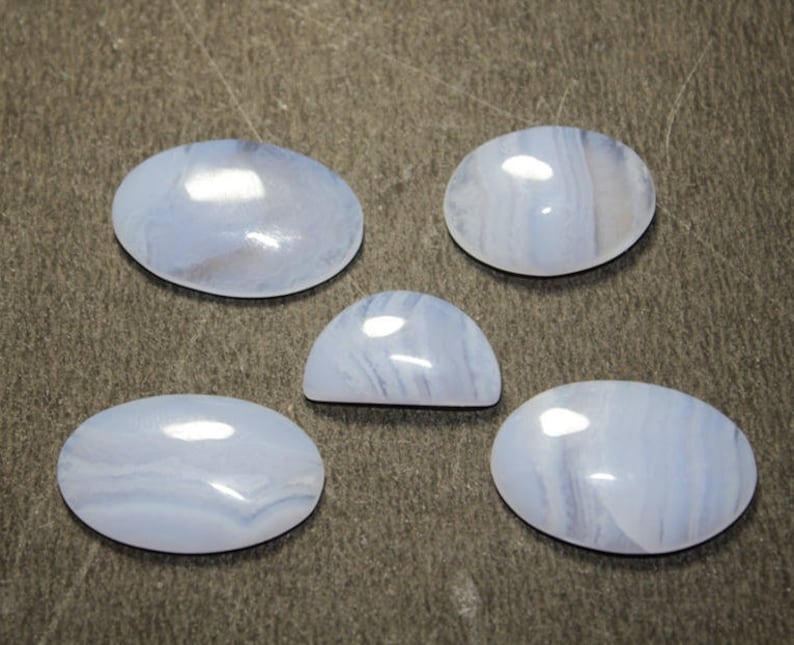 Wholesale 5 Piece Blue Lace Agate Cabochons 100/% Natural Gemstone Top Quality Handmade Jewellery Making Loose stone 50 Ct S# 1114.