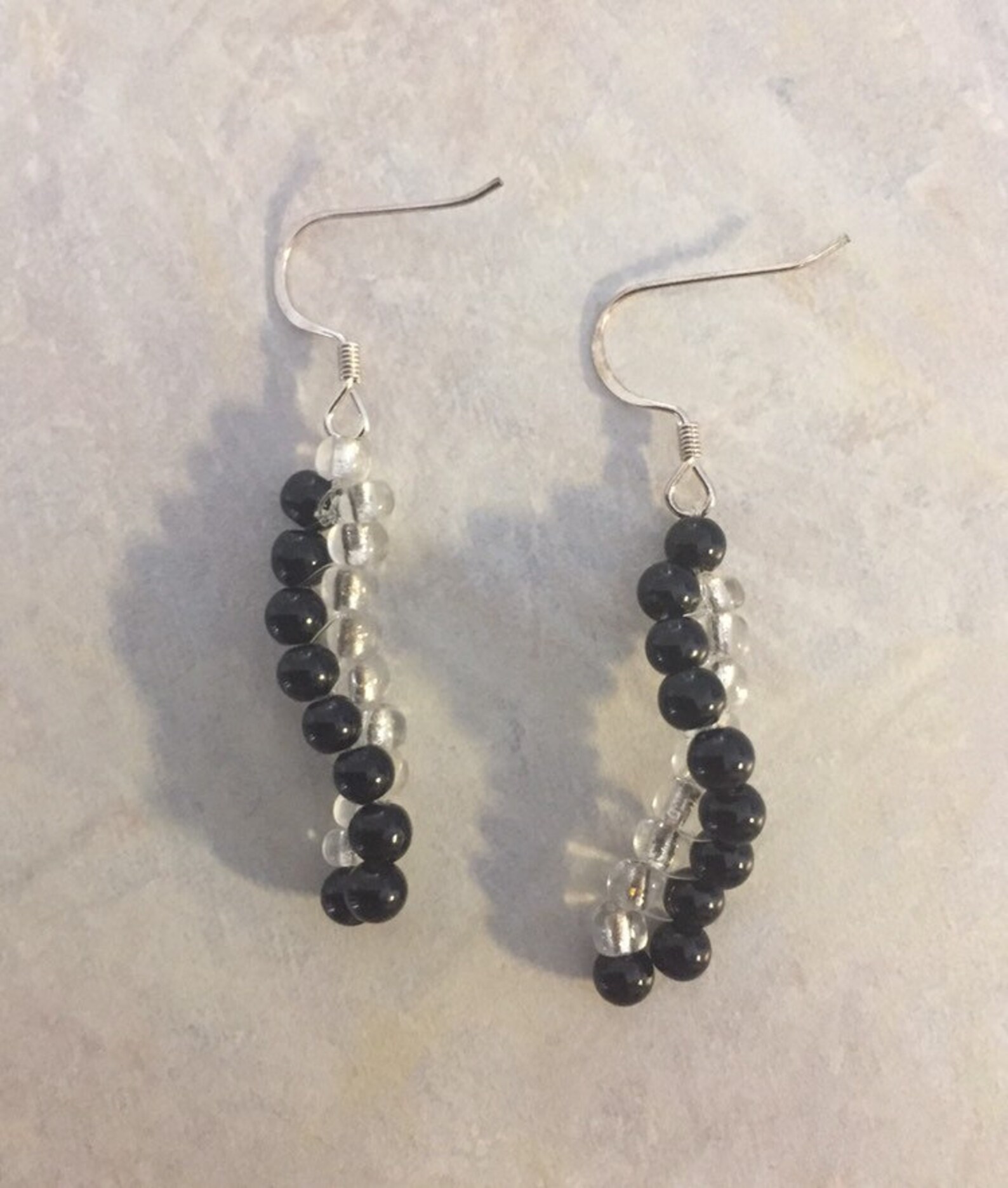 2 Bead Herringbone Spiral Earrings Etsy
