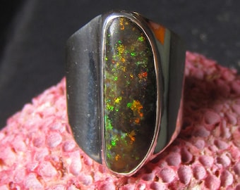 オーストラリア産マトリックスオパールリング – 925スターリング