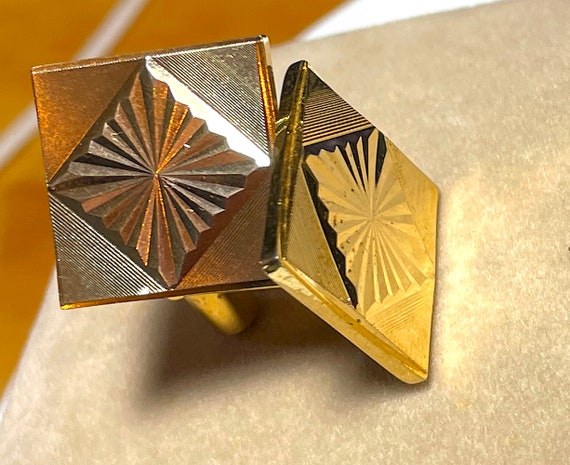 VINTAGE  Cufflink Set - Oversize Square - USSR Mid Century - Gold-tone