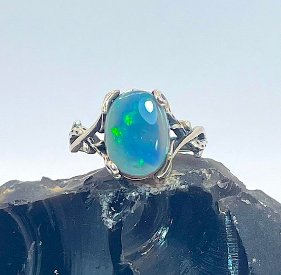 Semi black opal ring sale