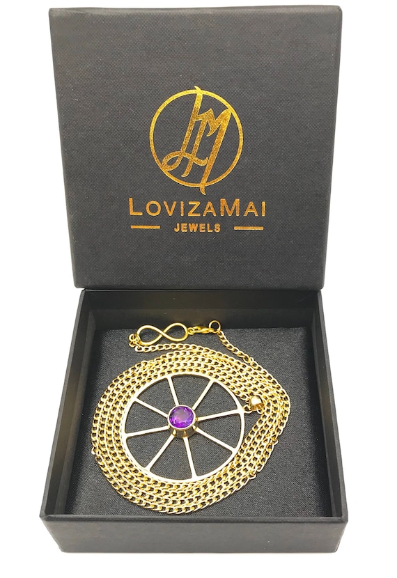 Amethyst wagon wheel pendant