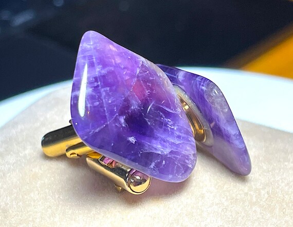 VINTAGE  Handmade Amethyst Cufflink Set