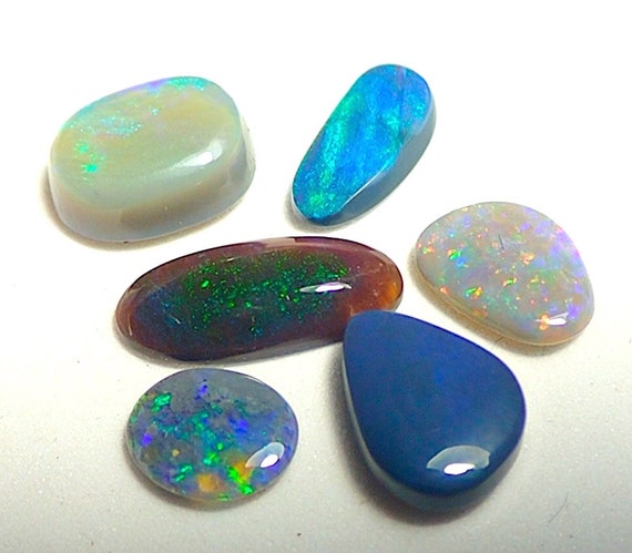 BARGIN!! Australian Black Opal - 6pc Ring Stones