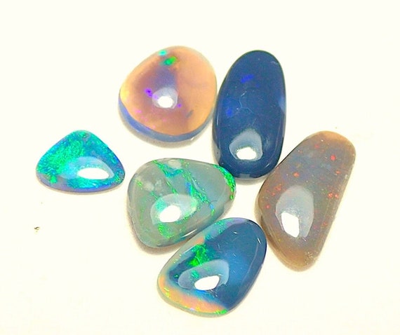BARGIN!! Australian Black Opal - 6pc Ring Stones