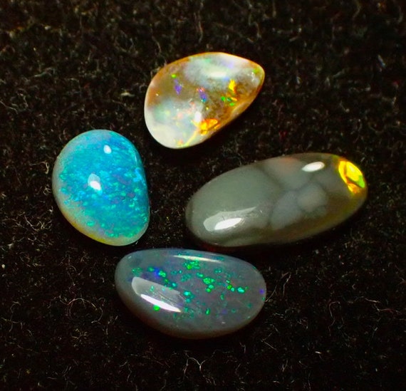 Australian Black Opal - 4 pc Ring Stones #8