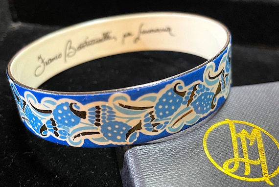 Vintage handmade Italian enameled bangle bracelet by Franco Bastinelli di Laurana
