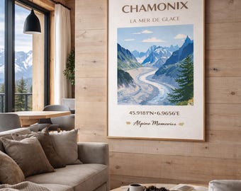 Minimalist Alpine Botanical Wall Art – French Alps Decor – Printable Poster