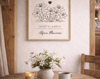 Minimalist Alpine Botanical Wall Art – French Alps Decor – Printable Poster