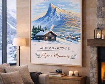 Minimalist Alpine Botanical Wall Art – French Alps Decor – Printable Poster