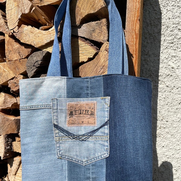 Sac bandoulière fait main jeans récup 100 % recyclé