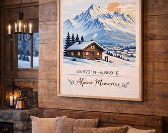Minimalist Alpine Botanical Wall Art – French Alps Decor – Printable Poster