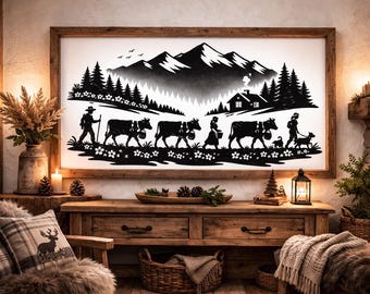 Paper cut-out silhouette template of a Poya mountain - PDF - cows - mountain - download