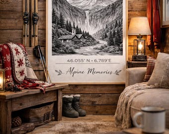 Minimalist Alpine Botanical Wall Art – French Alps Decor – Printable Poster