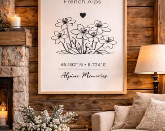 Minimalist Alpine Botanical Wall Art – French Alps Decor – Printable Poster