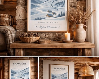 Minimalist Alpine Botanical Wall Art – French Alps Decor – Printable Poster