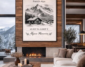 Minimalist Alpine Botanical Wall Art – French Alps Decor – Printable Poster