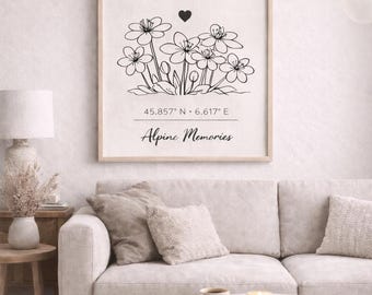 Minimalist Alpine Botanical Wall Art – French Alps Decor – Printable Poster