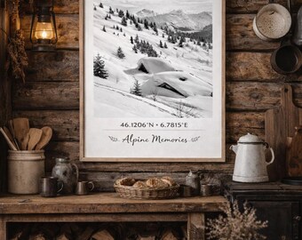 Minimalist Alpine Botanical Wall Art – French Alps Decor – Printable Poster