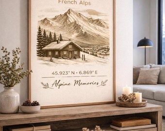 Minimalist Alpine Botanical Wall Art – French Alps Decor – Printable Poster
