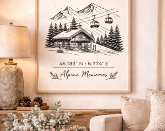 Minimalist Alpine Botanical Wall Art – French Alps Decor – Printable Poster
