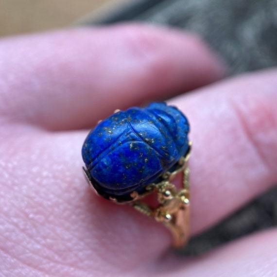 Antique Victorian Egyptian Revival Lapis Lazuli S… - image 4