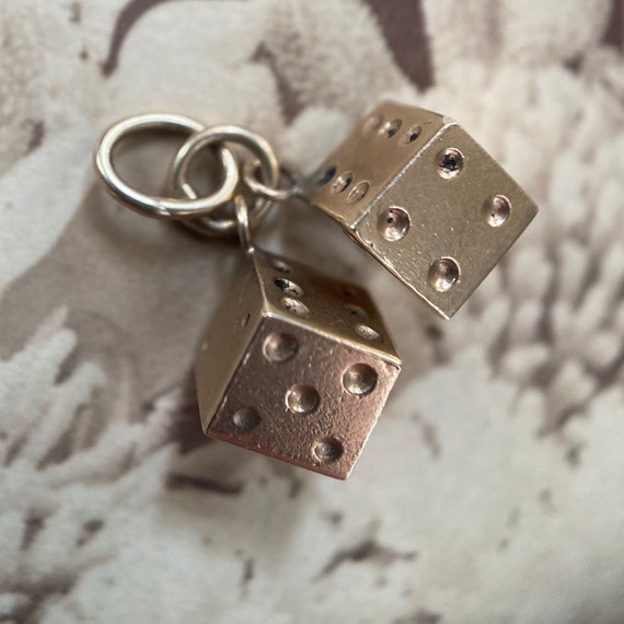 Vintage Hanging Miniature Lucky Pair of Dice Char… - image 1