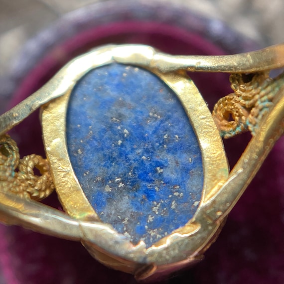 Antique Victorian Egyptian Revival Lapis Lazuli S… - image 3