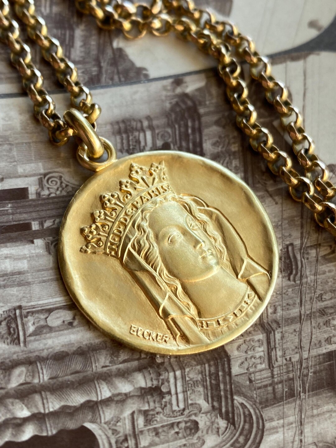 Vintage French Signed Becker "notre Dame De Paris" Virgin Mother Mary ...