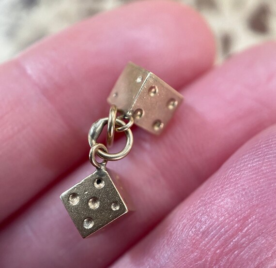 Vintage Hanging Miniature Lucky Pair of Dice Char… - image 3