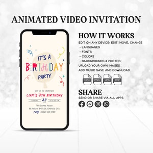 Kids Birthday Invitation Animated Video Template