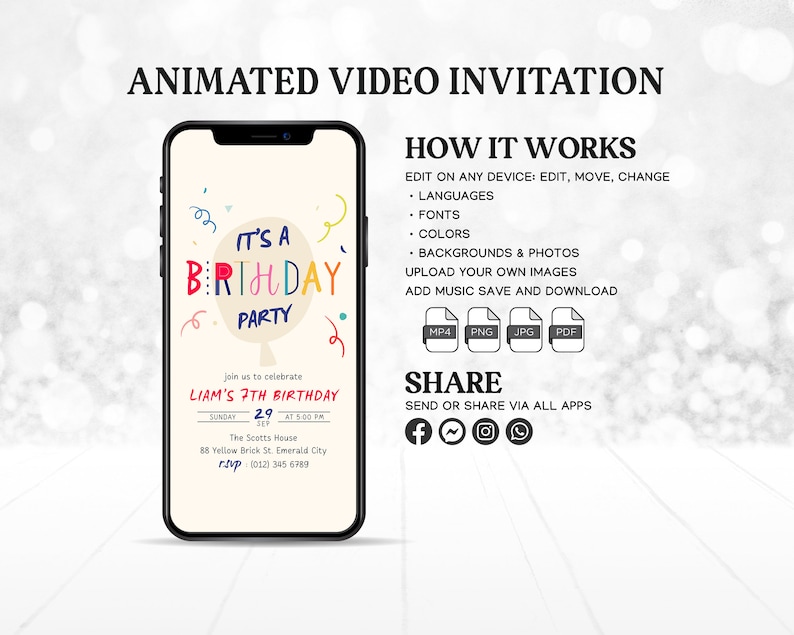 Kids Birthday Invitation Animated Video Template
