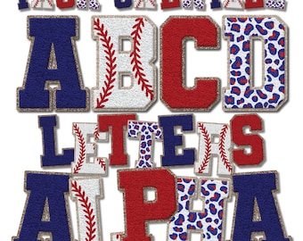 Faux Chenille Letters PNG Bundle, Baseball Leopard Varsity Letters, Chenille Varsity Letters, Alphabet Letters Designs, Letters and Numbers