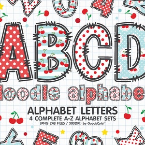 Cherry Alphabet Sublimation Clipart PNG, Number & A-Z Uppercase and Lowercase Font Letters Complete Set Bundle