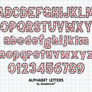 Strawberry Doodle Alphabet Letters Sublimation Clipart PNG, Number & A ...