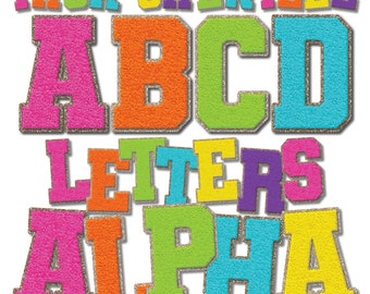 Faux-Chenille-Buchstaben PNG-Bundle, Varsity-Buchstaben Neon Alphabet Clipart, Faux-Chenille-Schrift, Chenille-Patches Alphabet-Buchstaben PNG-Designs