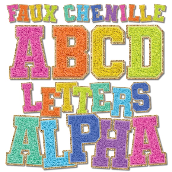 Faux Chenille Letters PNG, Brights Colors Faux Chenille Font, Faux Chenille Varsity Letters, Faux Chenille Patch Alphabet Letters PNG