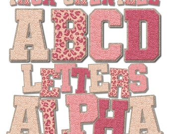 Faux Chenille Buchstaben PNG Bundle, Pink Leopard Varsity Buchstaben, Chenille Varsity Buchstaben, Alphabet Buchstaben PNG Designs, Buchstaben und Zahlen