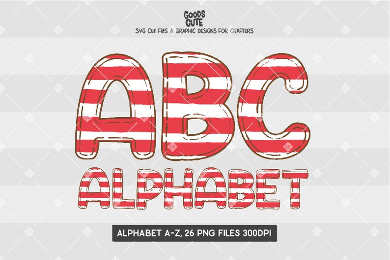 Instant Download Alphabet PNG Sublimation Letters Christmas Doodle Alphabet Letters Sublimation PNG Red Stripe Letters PNG