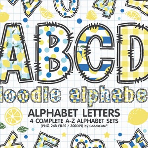 Lemon Alphabet Sublimation Clipart PNG, Number & A-Z Uppercase and Lowercase Font Letters Complete Set Bundle