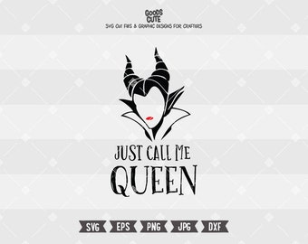 Just Call Me Queen Svg, Princess SVG, Villain Shirt Clipart Design, Monster Girl Monogram Svg File per Silhouette Cricut Cutting Machine