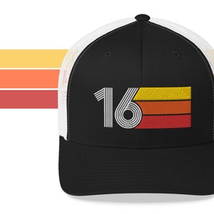 16 Retro 2016 Birthday Gift Hat Mens Womens Vintage Trucker Cap