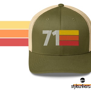 71 - 1971 Retro Trucker Hat para Hombres Mujeres - Bordado Personalizado - Sombrero de Cumpleaños para Él o Ella