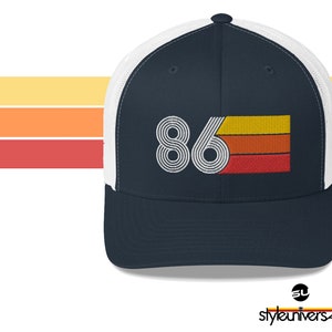 86 - 1986 Retro Trucker Hat for Men Women - Custom Embroidery - Birthday Hat for Him or Her