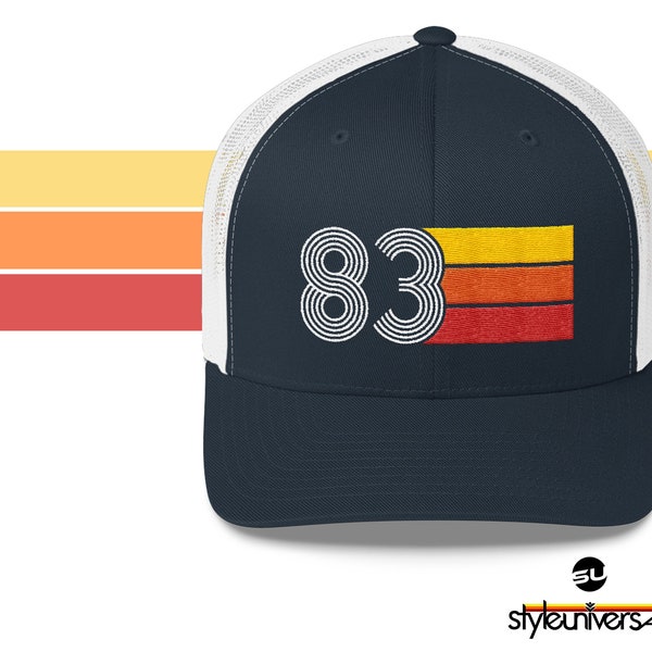 83 - 1983 Retro Trucker Hat for Men Women - Custom Embroidery - Birthday Hat for Him or Her