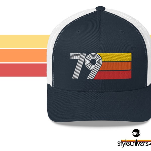 79 Retro 1979 Birthday Gift Hat Mens Womens Vintage Trucker Cap