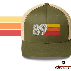 89 - 1989 Retro Trucker Hat for Men Women - Custom Embroidery - Birthday Hat for Him or Her